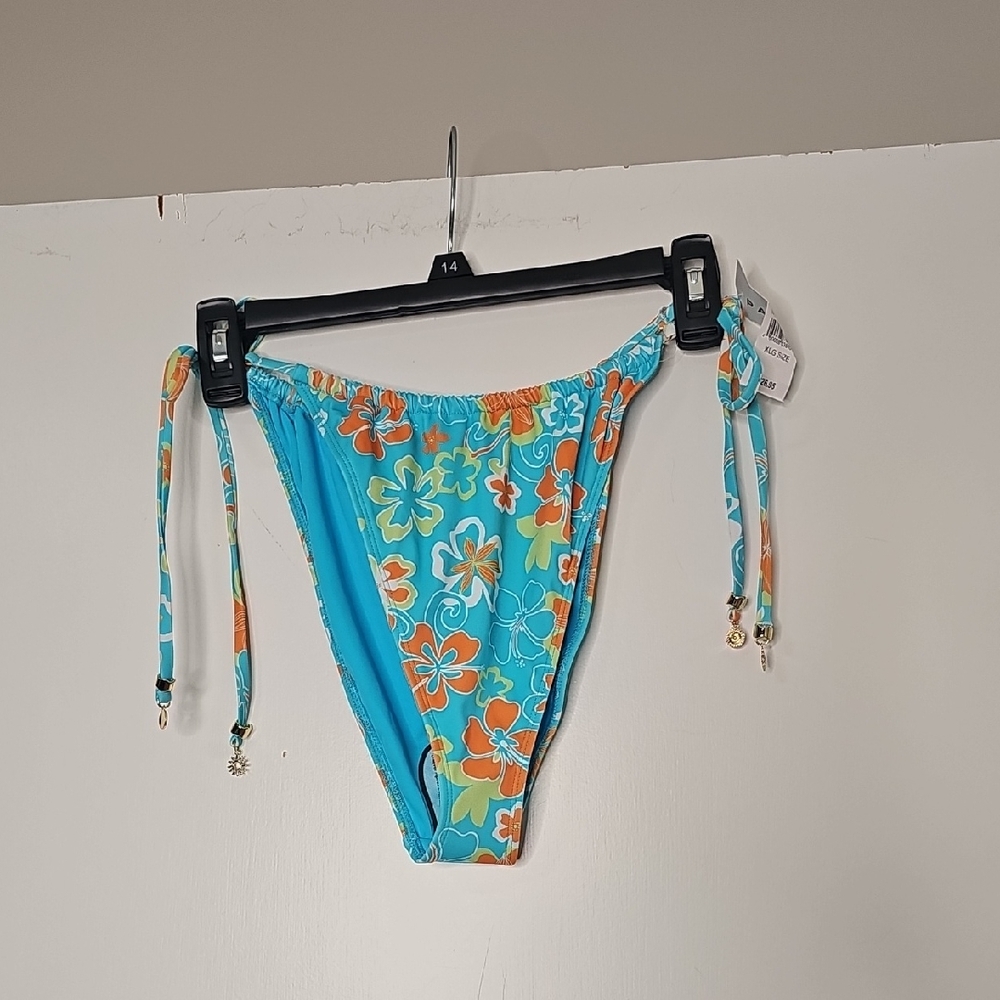 PacSun Floral Bikini Bottom - Blue and Orange